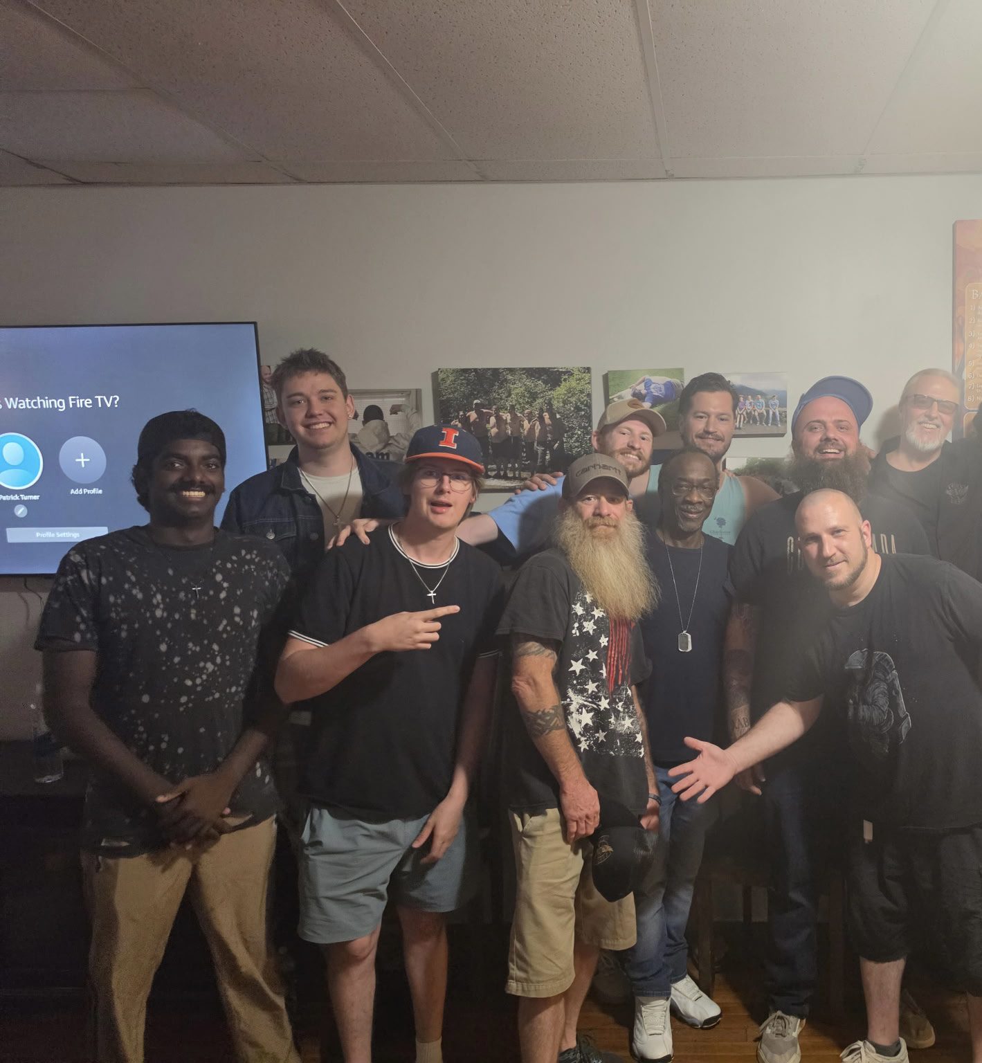 Group of friends gathered in a room.